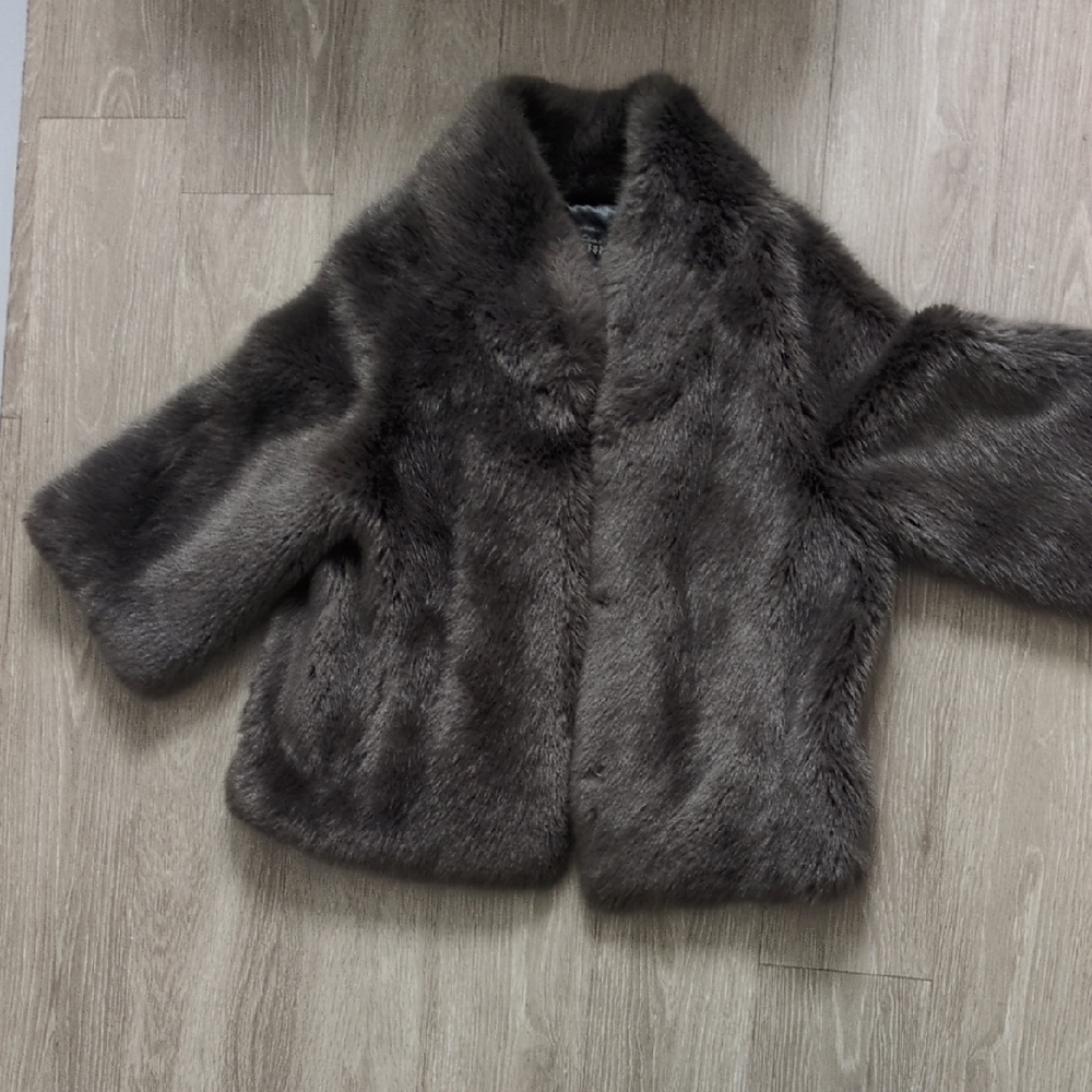 Fabulous Furs Elegant Faux Fur Coat in Gray